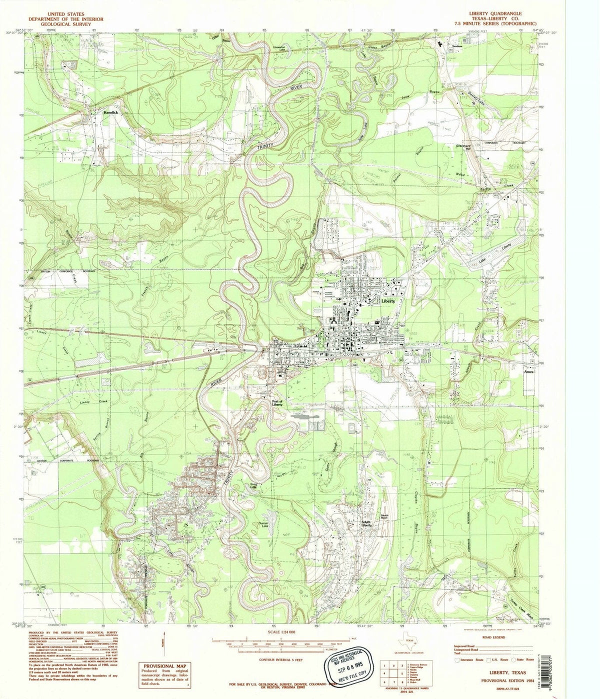 1984 Liberty, TX - Texas - USGS Topographic Map