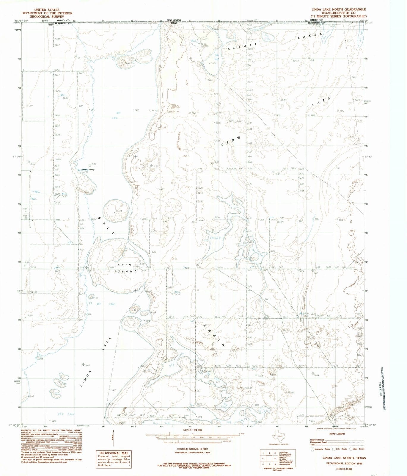 1984 Linda Lake North, TX - Texas - USGS Topographic Map
