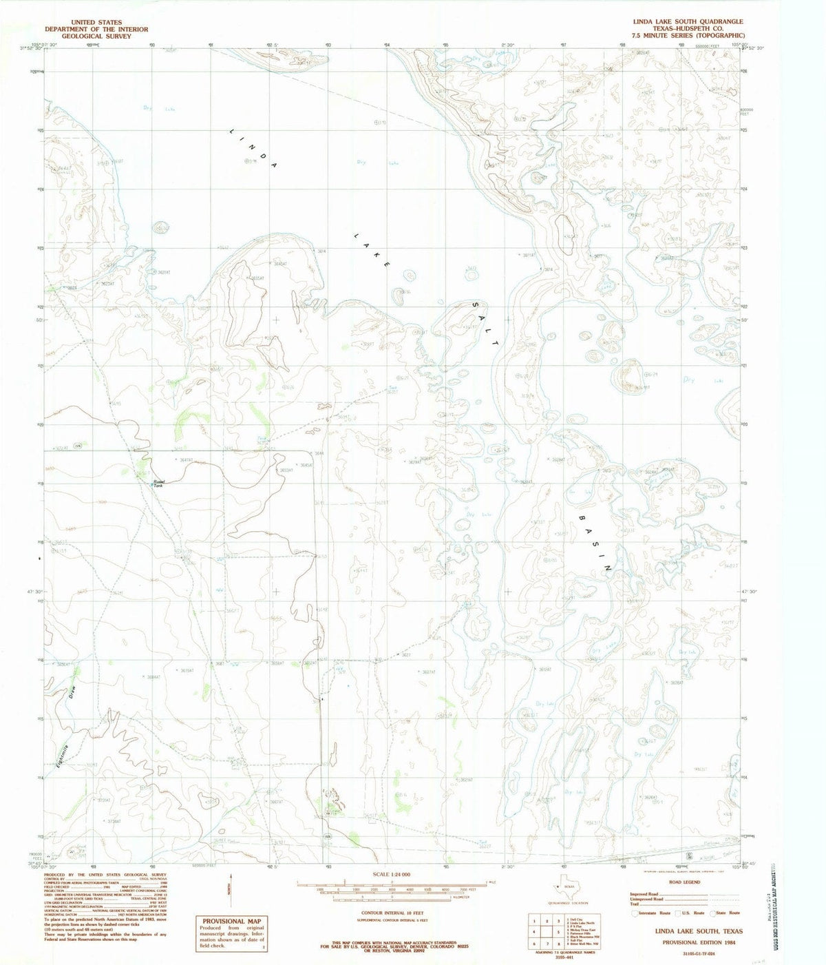 1984 Linda Lake South, TX - Texas - USGS Topographic Map