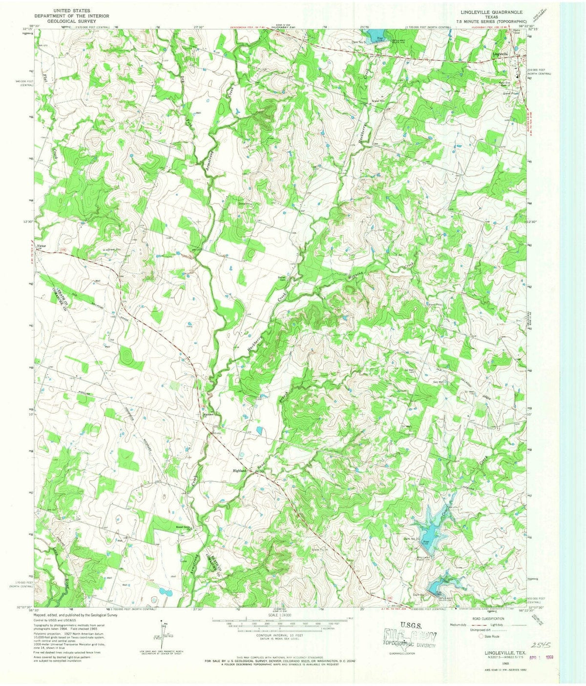 1965 Lingleville, TX - Texas - USGS Topographic Map