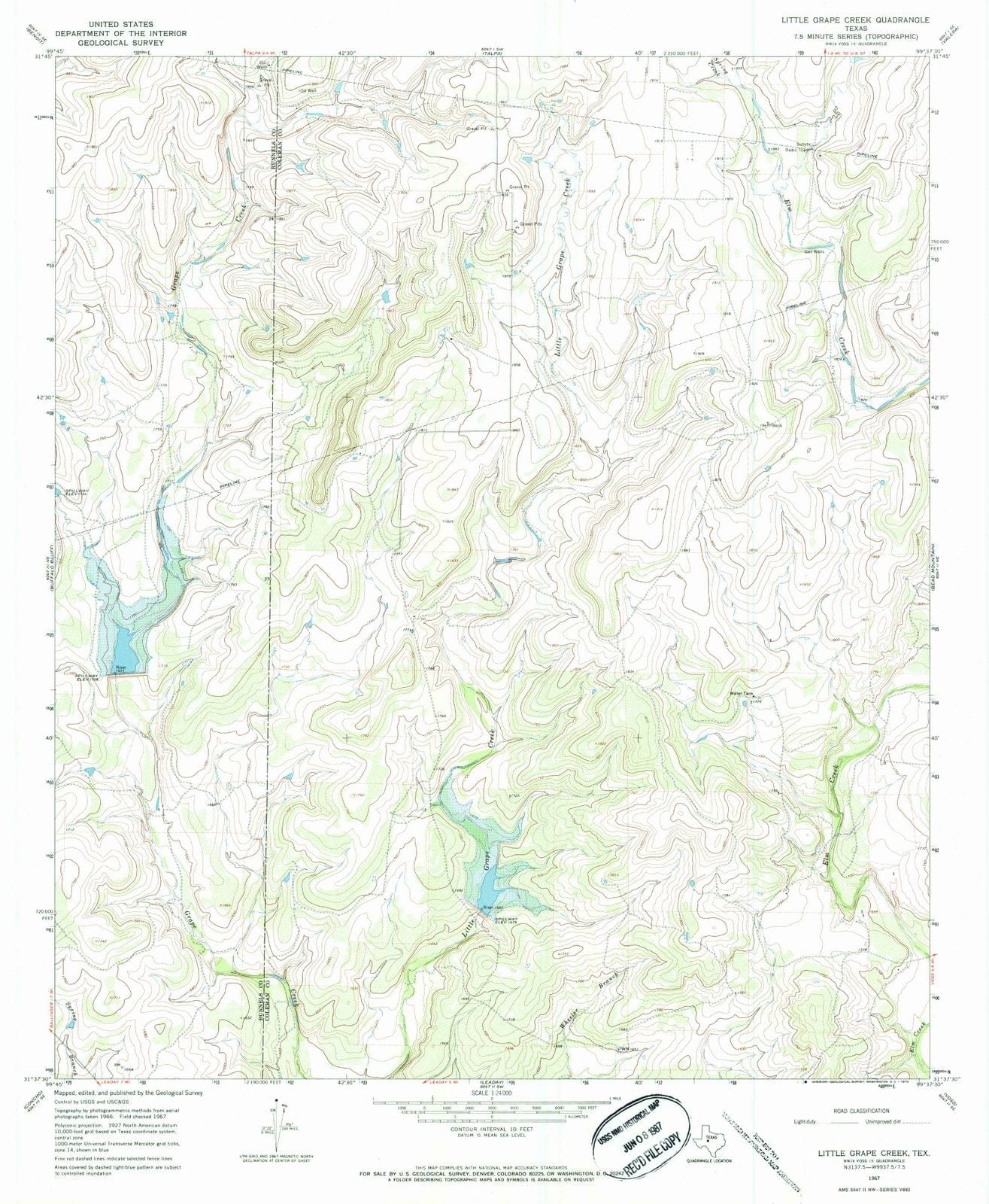 1967 Little Grape Creek, TX - Texas - USGS Topographic Map
