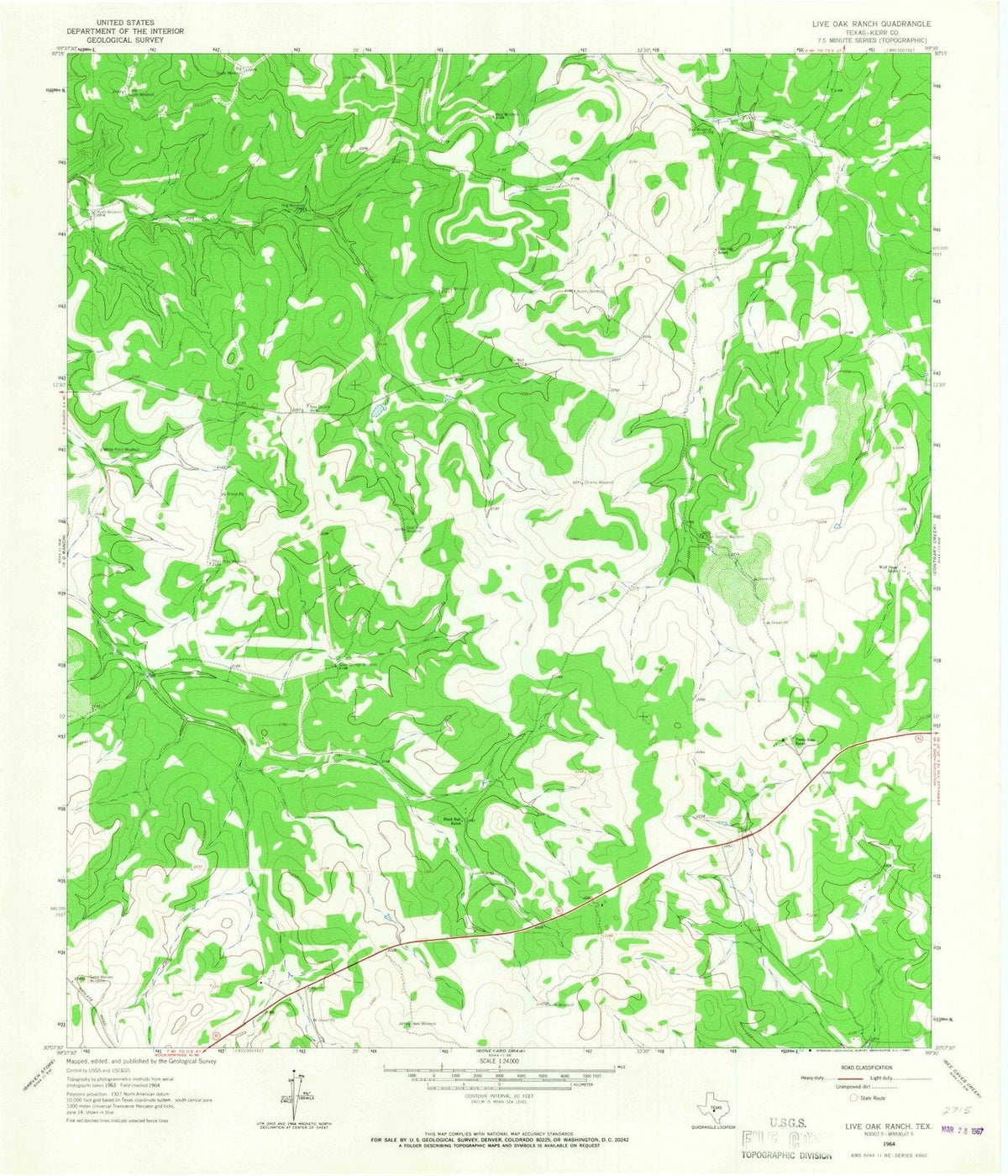 1964 Live Oak, TX - Texas - USGS Topographic Map