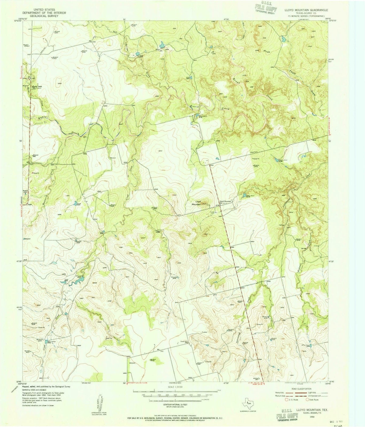 1954 Lloyd Mountain, TX - Texas - USGS Topographic Map