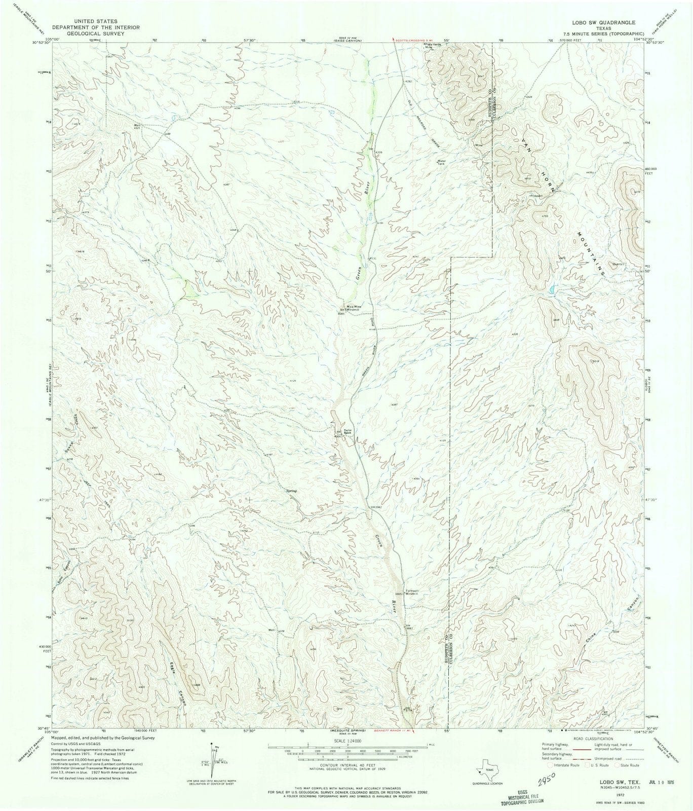 1972 Lobo, TX - Texas - USGS Topographic Map