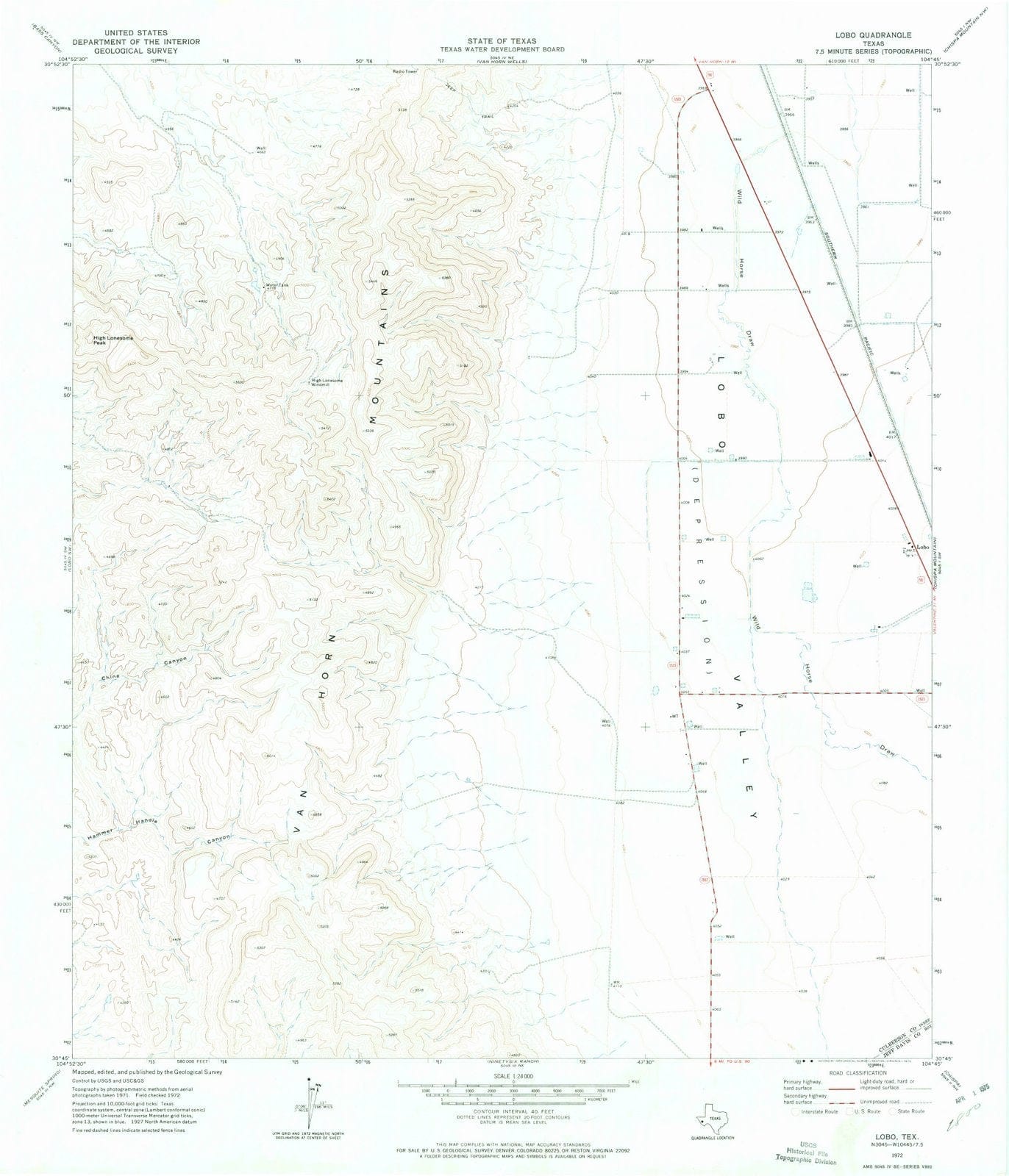 1972 Lobo, TX - Texas - USGS Topographic Map v2