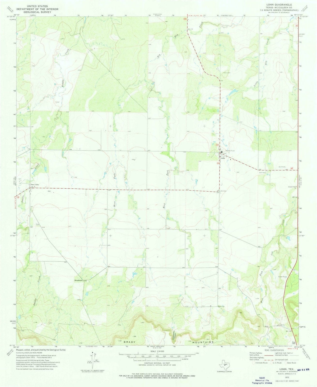 1973 Lohn, TX - Texas - USGS Topographic Map
