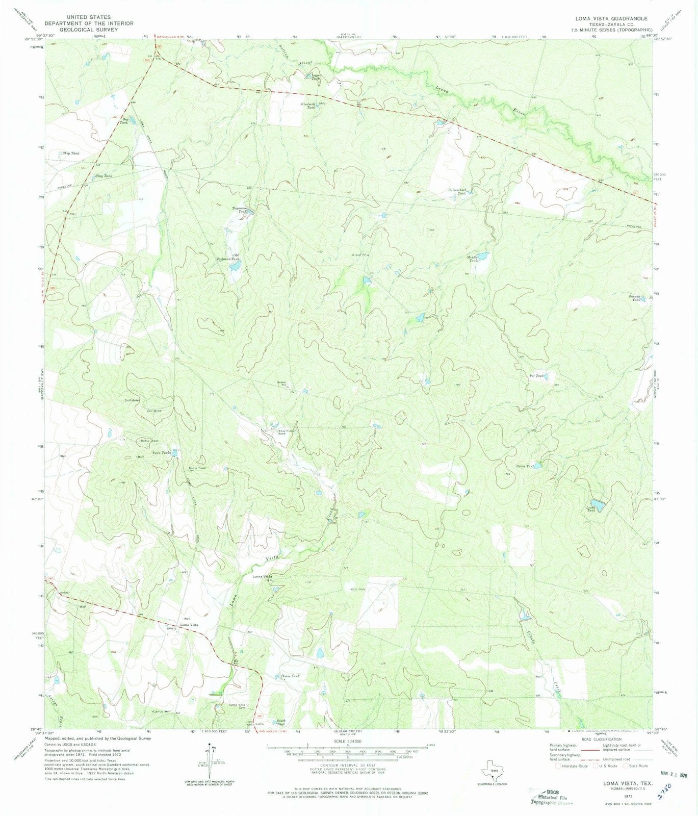 1972 Loma Vista, TX - Texas - USGS Topographic Map
