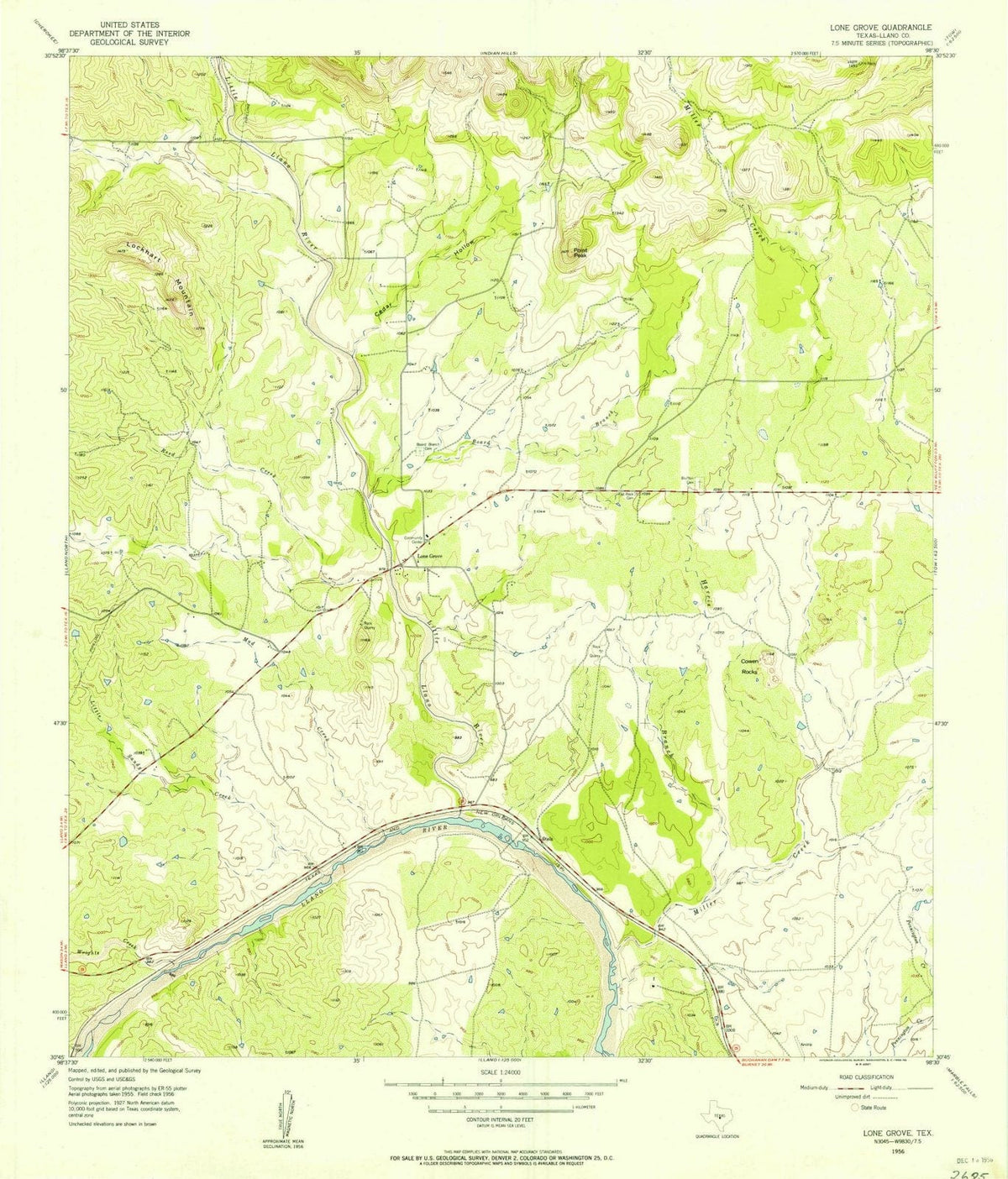 1956 Lone Grove, TX - Texas - USGS Topographic Map