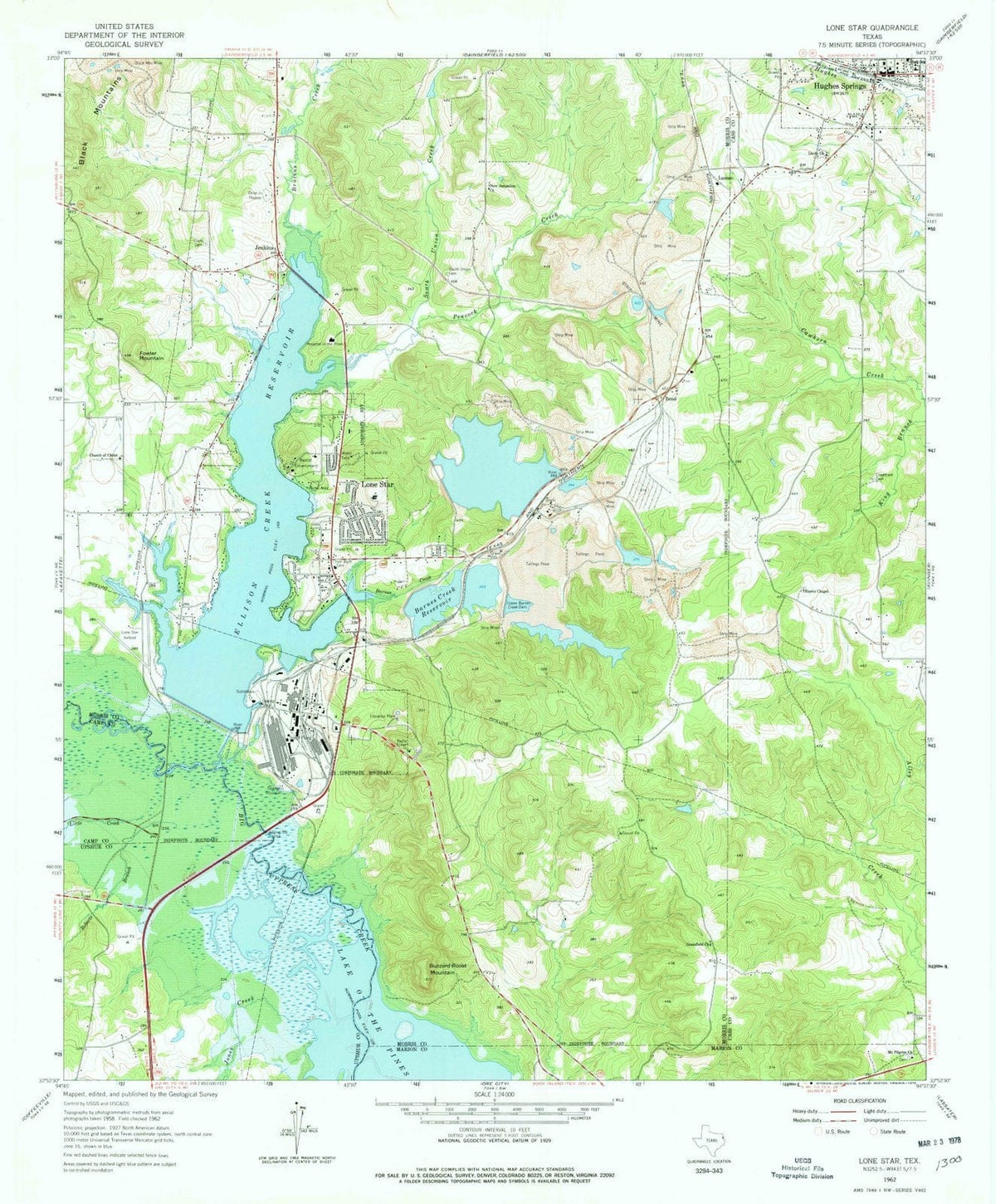 1962 Lone Star, TX - Texas - USGS Topographic Map