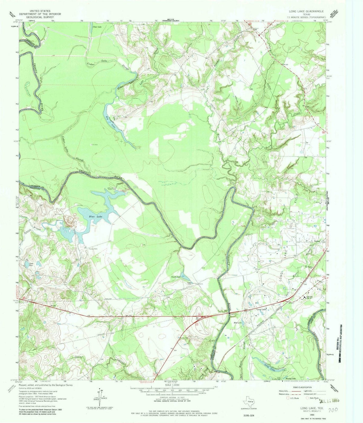 1964 Long Lake, TX - Texas - USGS Topographic Map