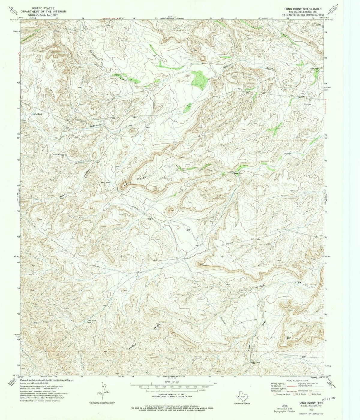 1973 Long Point, TX - Texas - USGS Topographic Map
