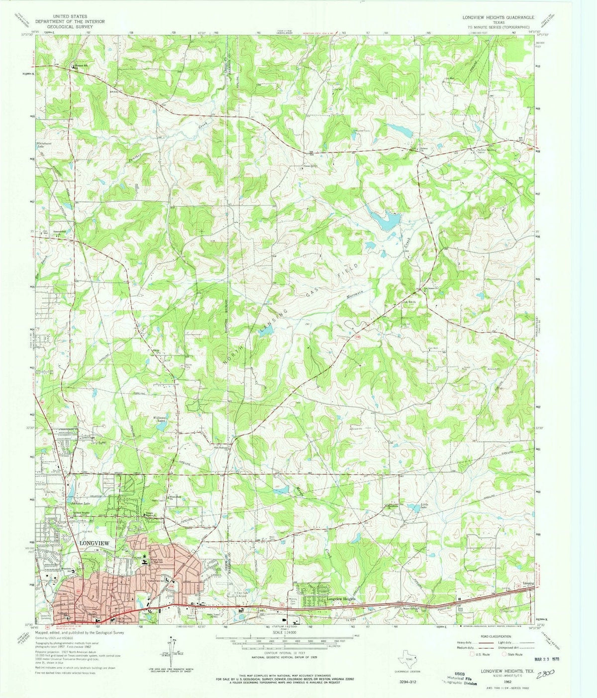 1962 Longview Heights, TX - Texas - USGS Topographic Map