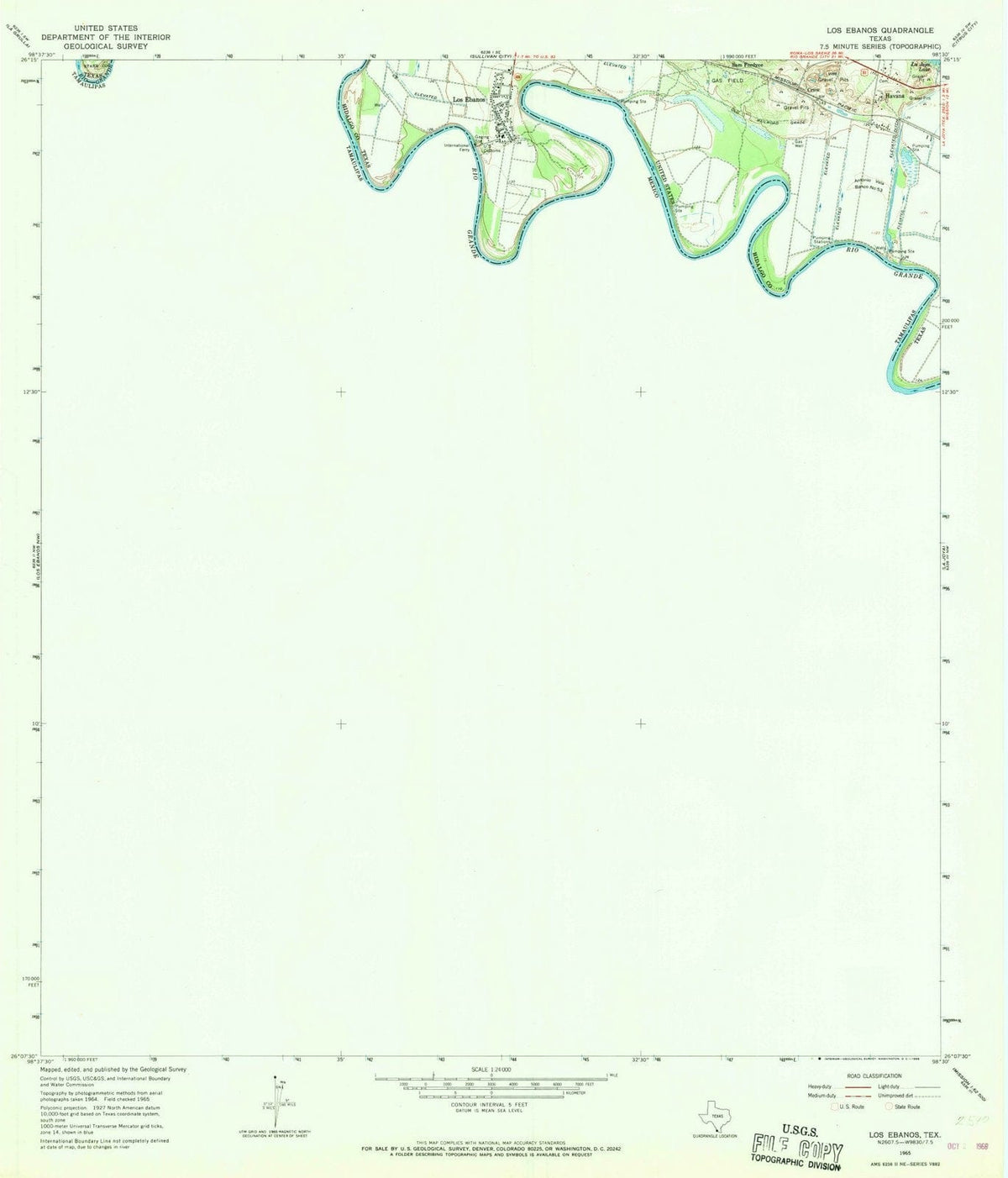 1965 Los Ebanos, TX - Texas - USGS Topographic Map v2