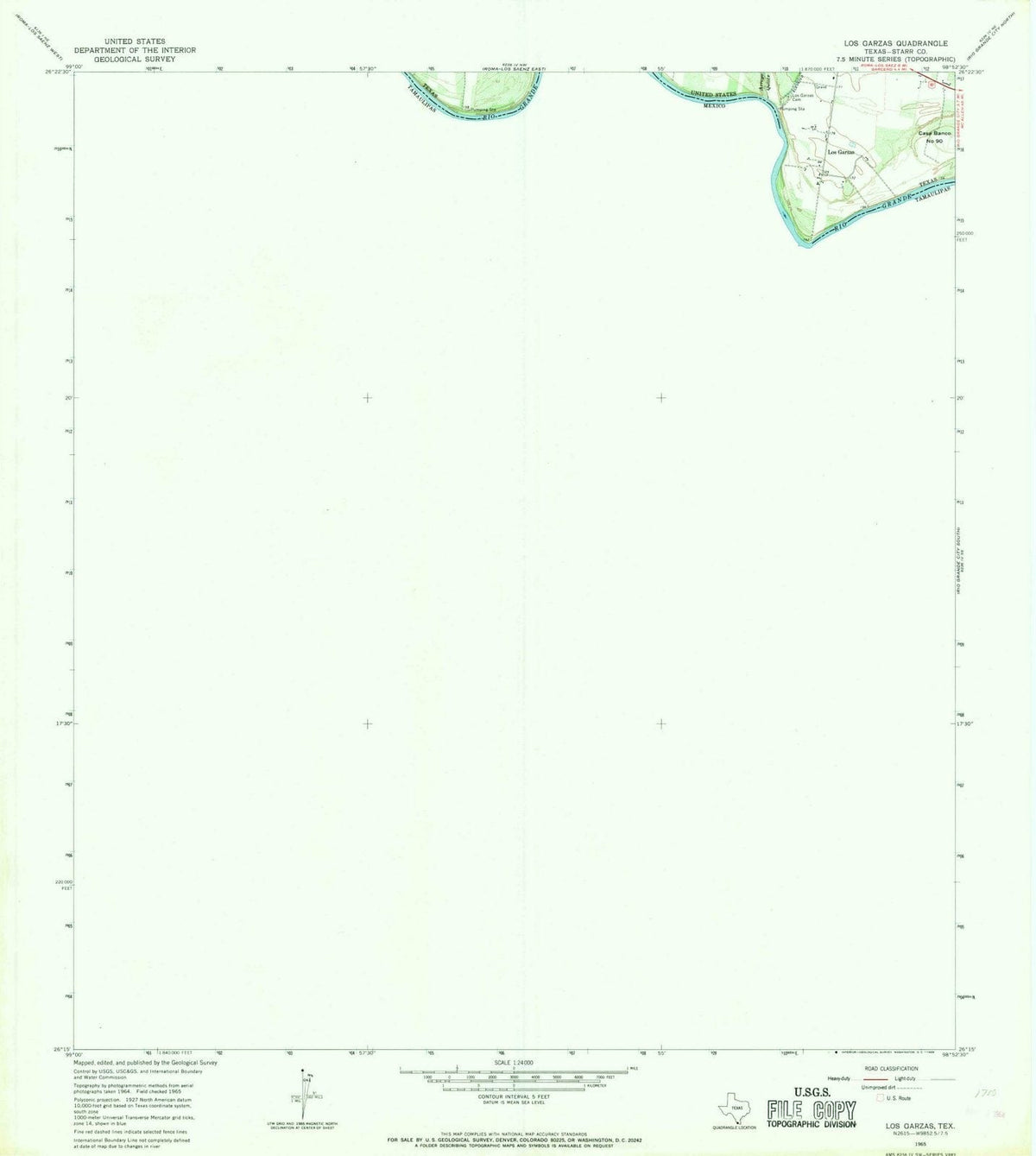 1965 Los Garzas, TX - Texas - USGS Topographic Map