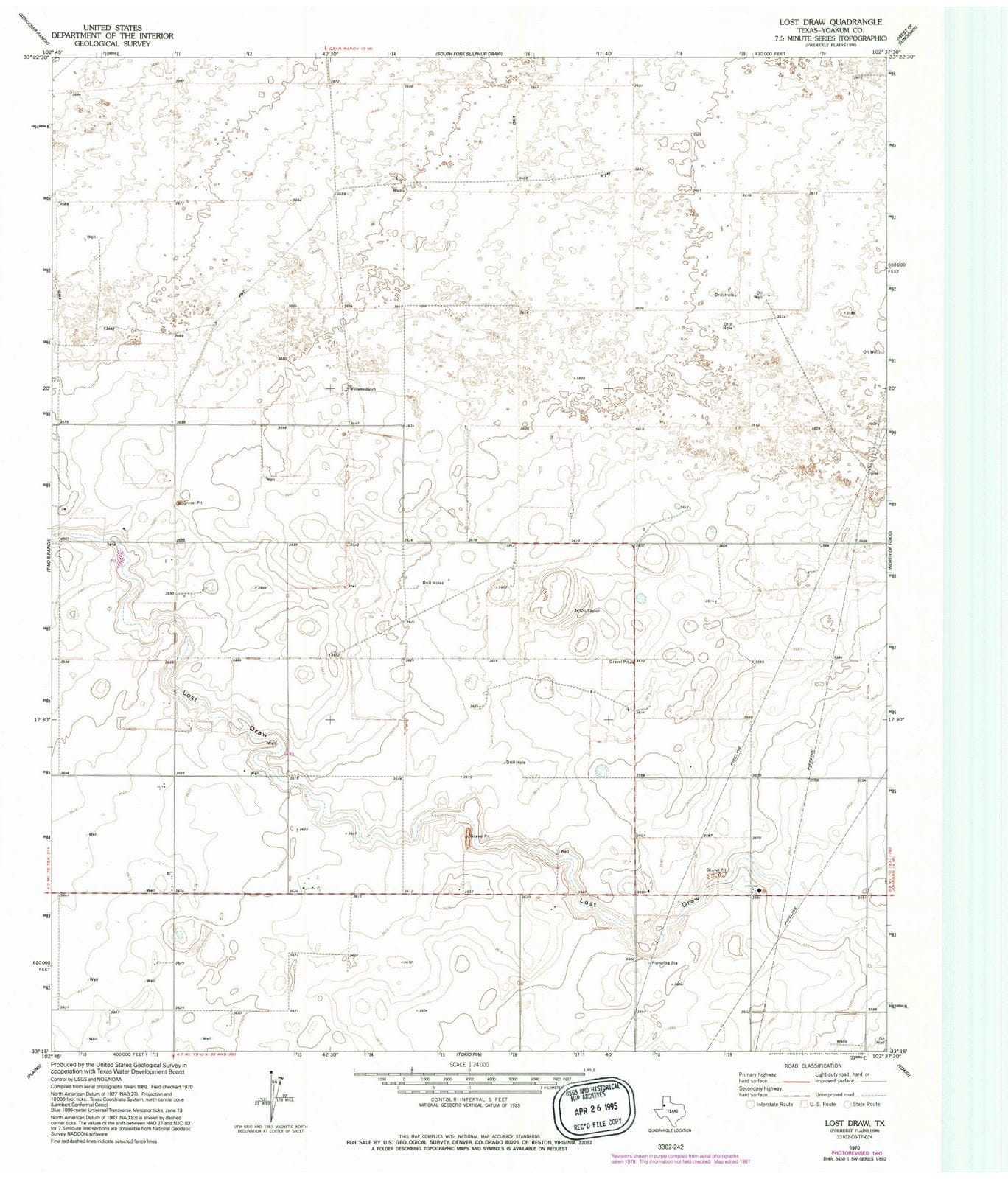 1970 Lostraw, TX - Texas - USGS Topographic Map