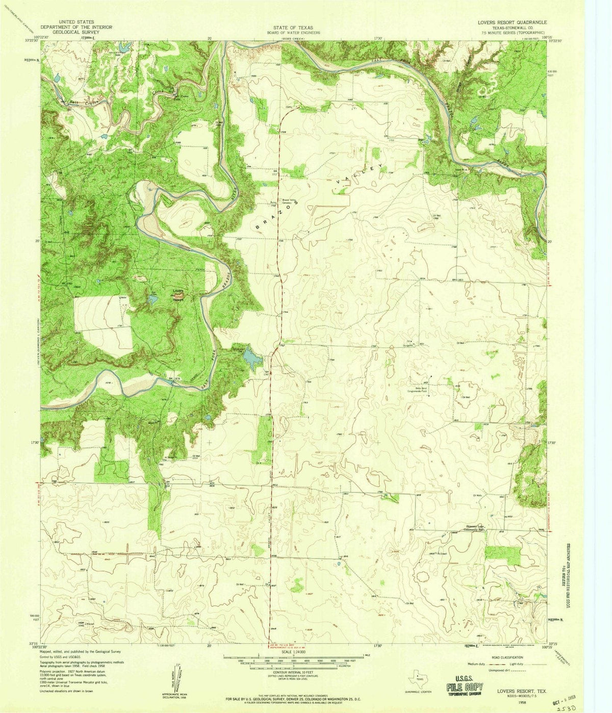 1958 Lovers Resort, TX - Texas - USGS Topographic Map