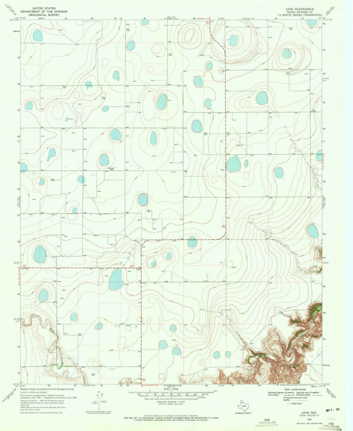 1969 Love, TX - Texas - USGS Topographic Map