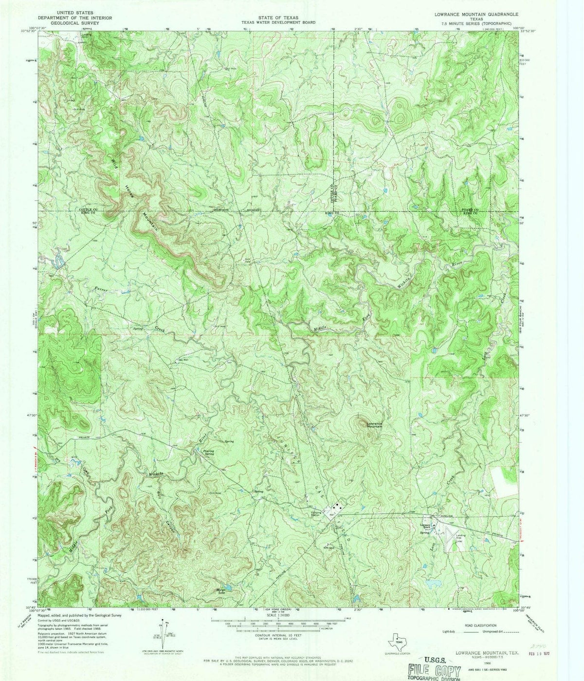 1966 Lowrance Mountain, TX - Texas - USGS Topographic Map