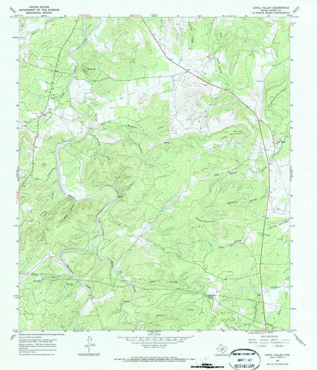 1967 Loyal Valley, TX - Texas - USGS Topographic Map