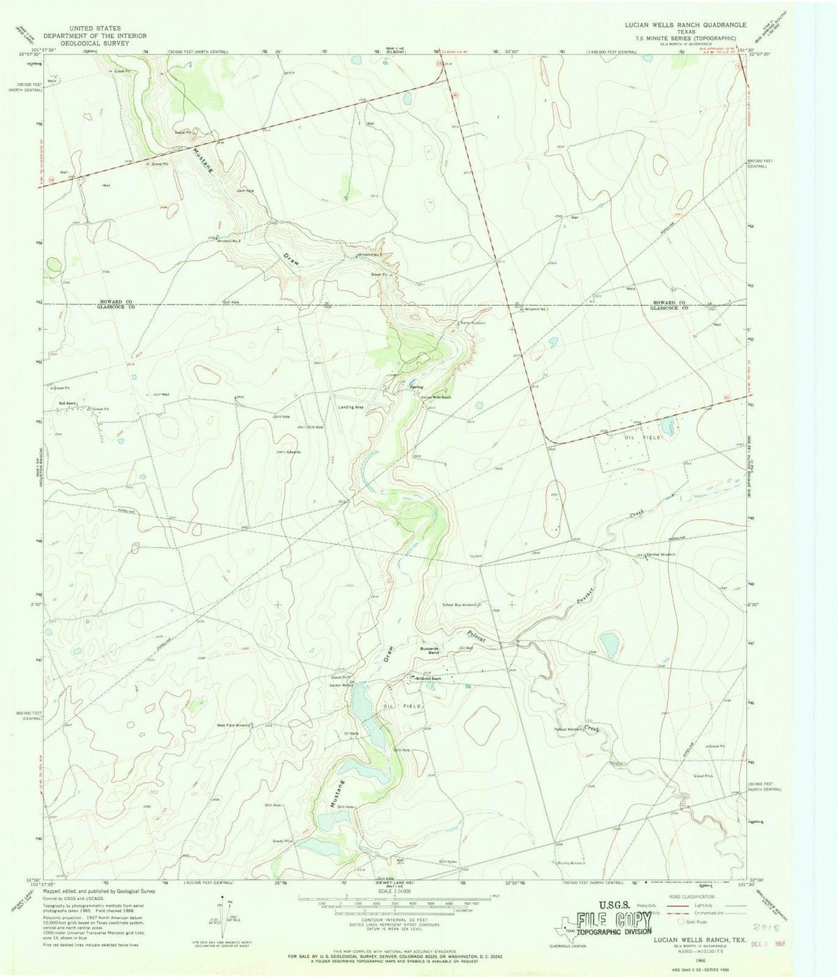 1966 Lucian Wells Ranch, TX - Texas - USGS Topographic Map