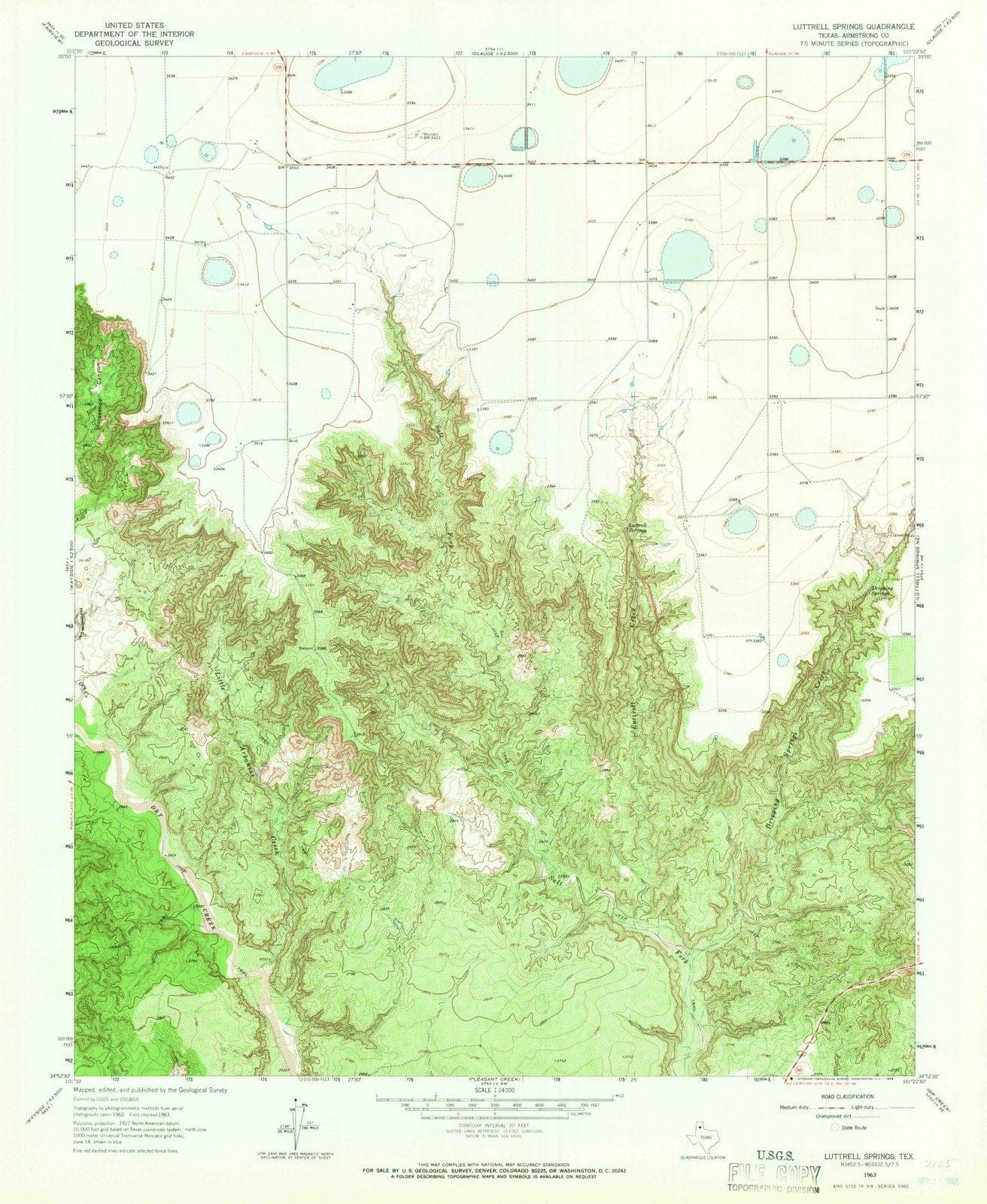 1963 Luttrell Springs, TX - Texas - USGS Topographic Map v2