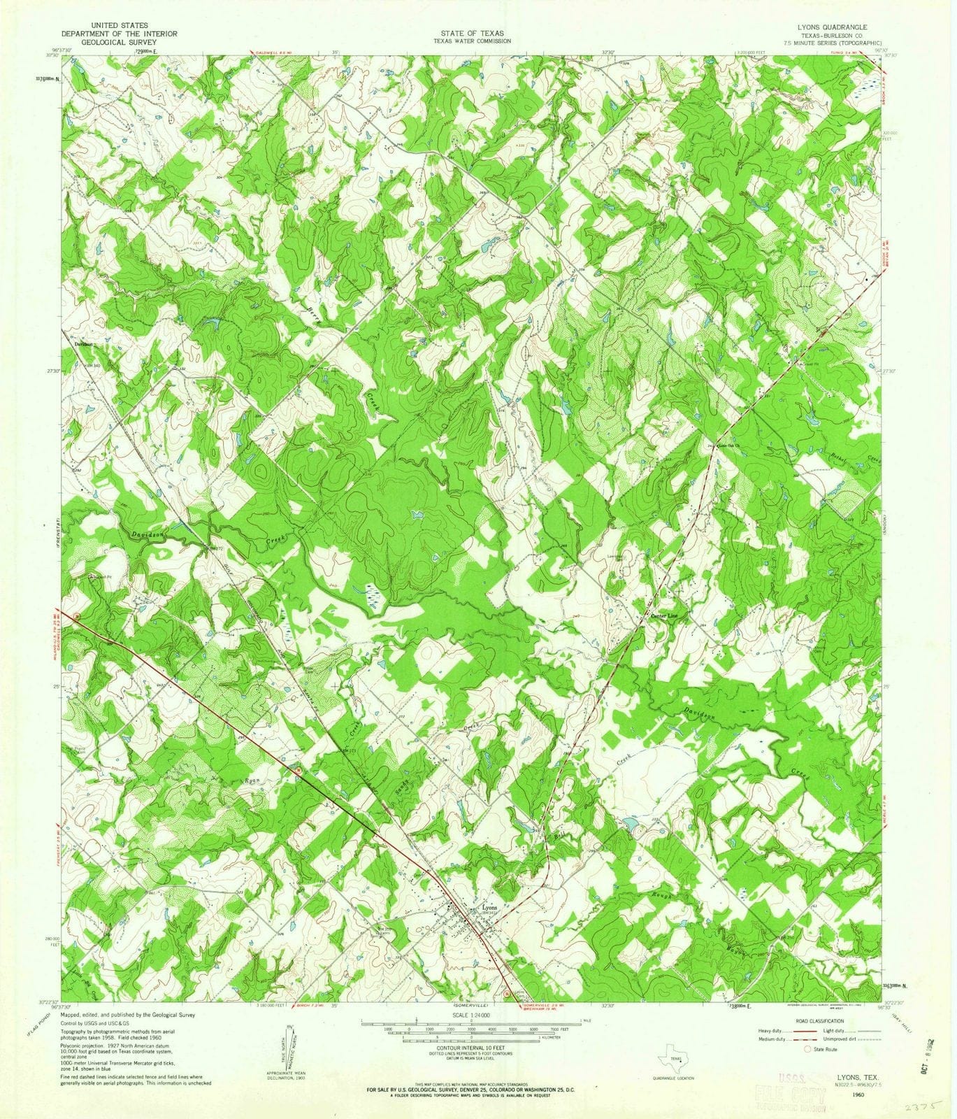 1960 Lyons, TX - Texas - USGS Topographic Map
