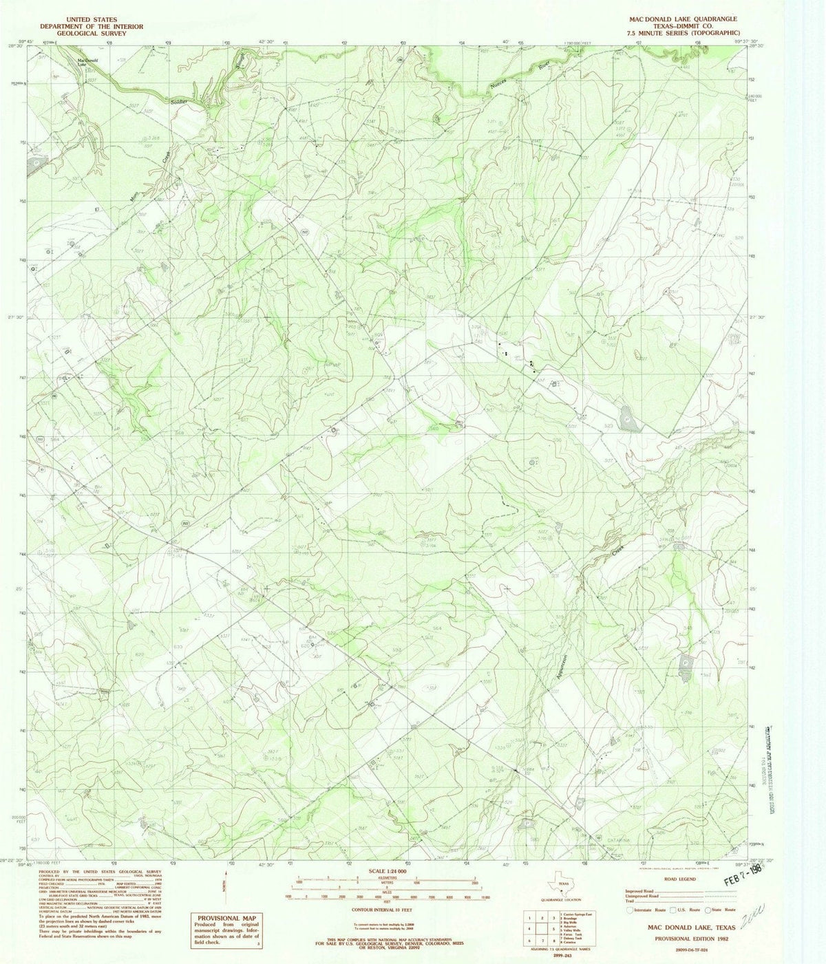1982 Maconald Lake, TX - Texas - USGS Topographic Map