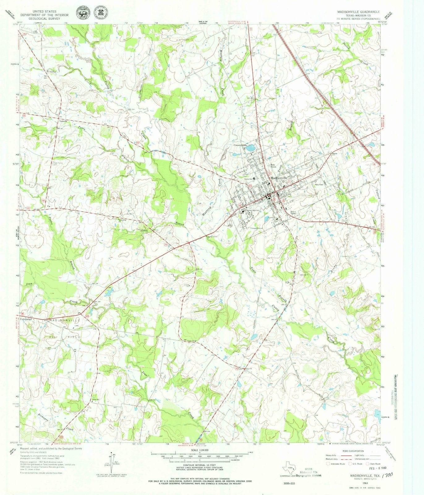 1963 Madisonville, TX - Texas - USGS Topographic Map