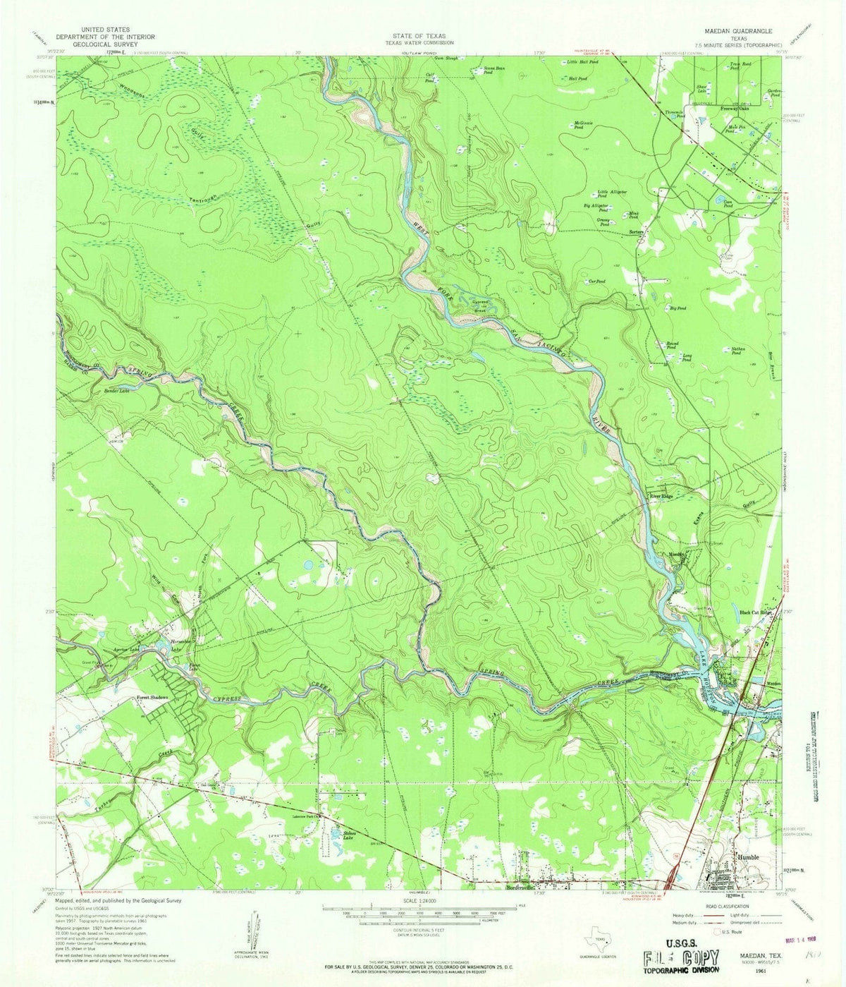 1961 Maedan, TX - Texas - USGS Topographic Map