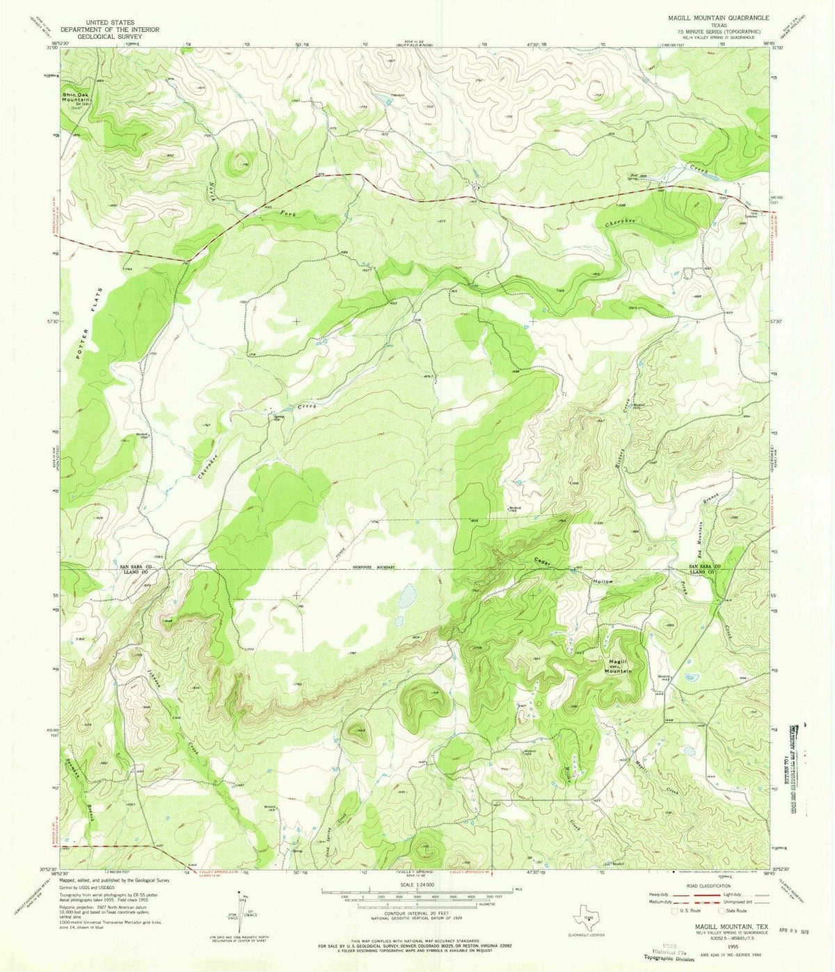 1955 Magill Mountain, TX - Texas - USGS Topographic Map