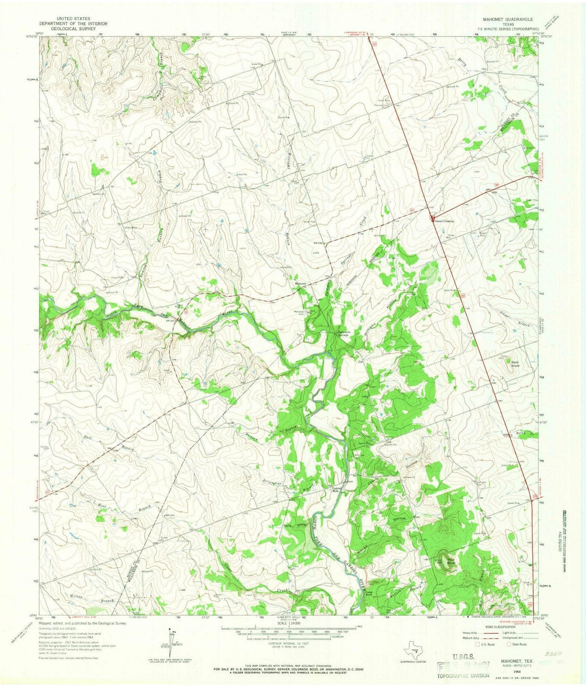 1964 Mahomet, TX - Texas - USGS Topographic Map