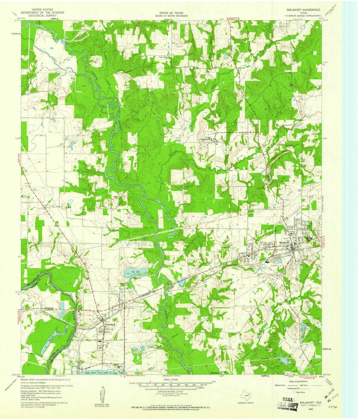 1960 Malakoff, TX - Texas - USGS Topographic Map