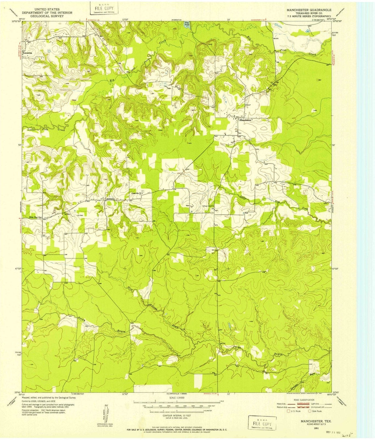 1951 Manchester, TX - Texas - USGS Topographic Map