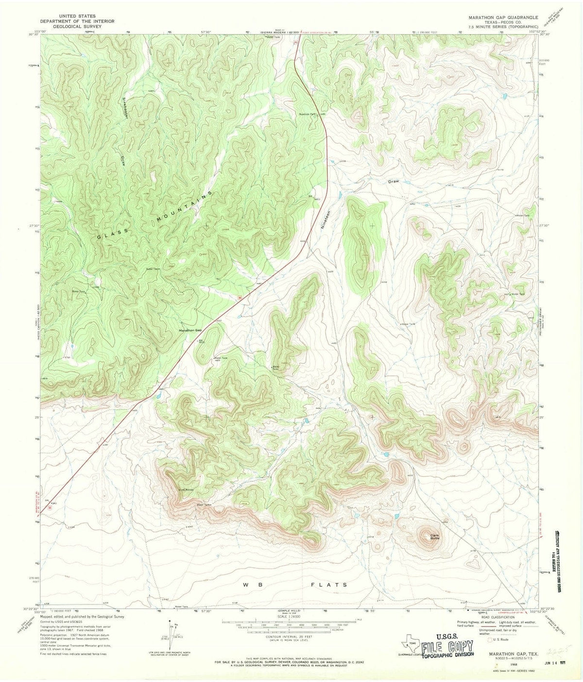 1968 Marathon Gap, TX - Texas - USGS Topographic Map