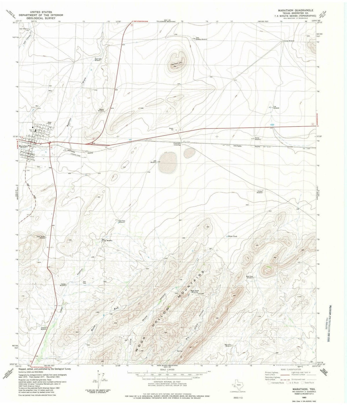 1983 Marathon, TX - Texas - USGS Topographic Map