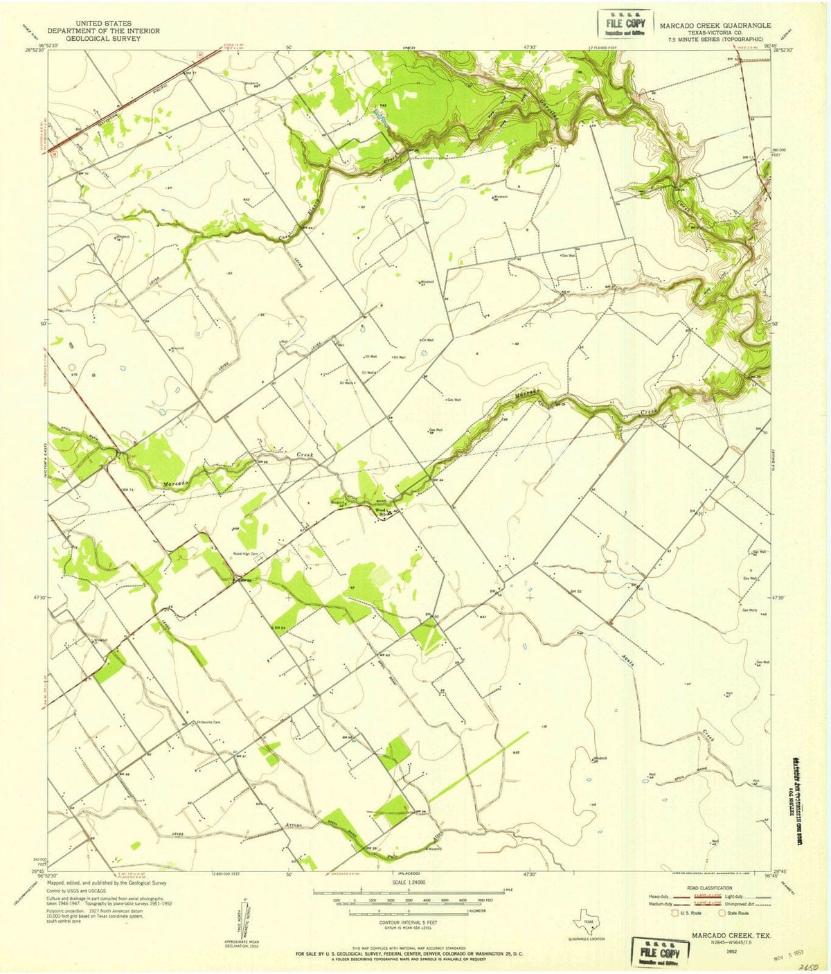 1952 Marcado Creek, TX - Texas - USGS Topographic Map