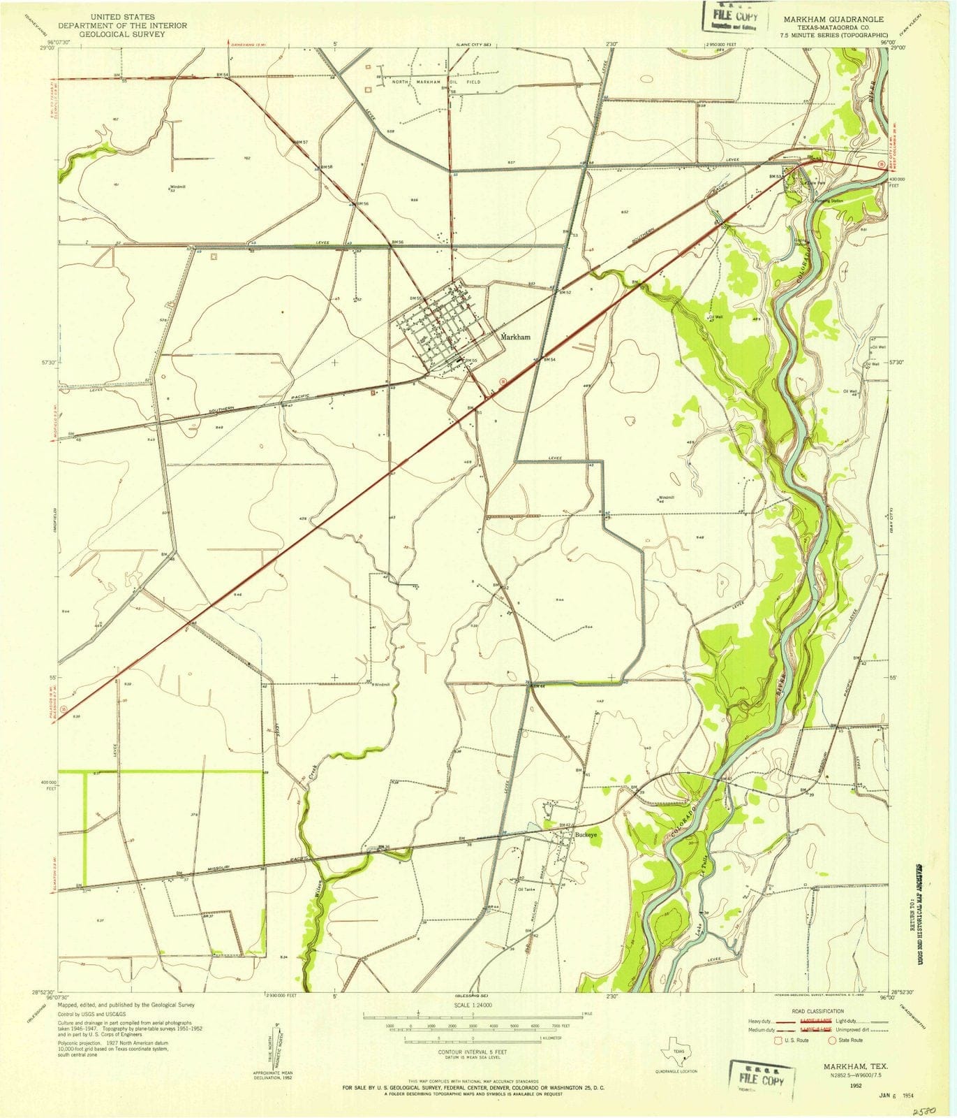 1952 Markham, TX - Texas - USGS Topographic Map
