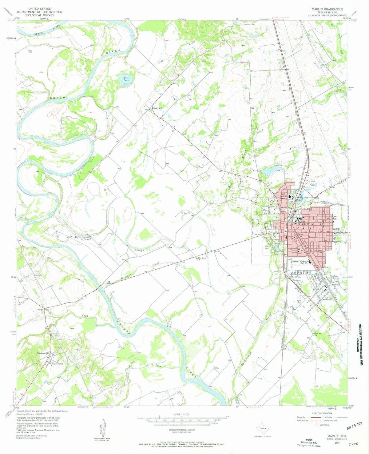 1957 Marlin, TX - Texas - USGS Topographic Map