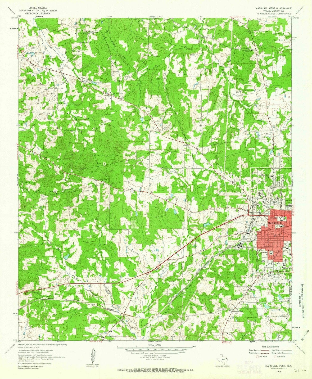 1962 Marshall West, TX - Texas - USGS Topographic Map