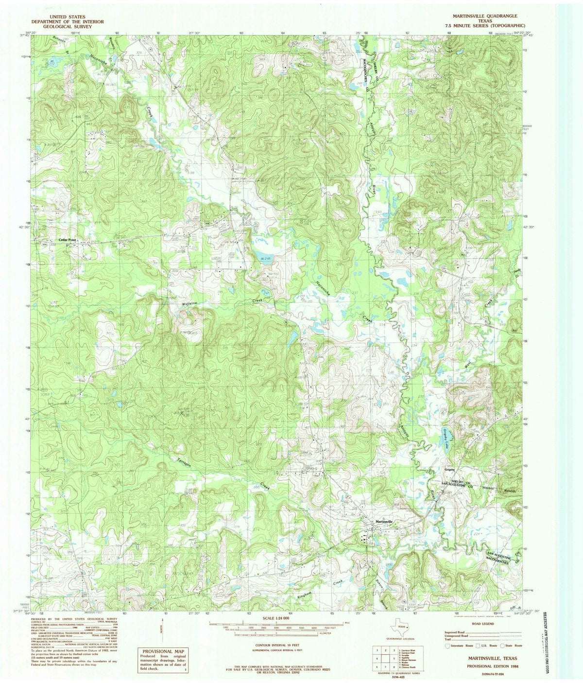 1984 Martinsville, TX - Texas - USGS Topographic Map
