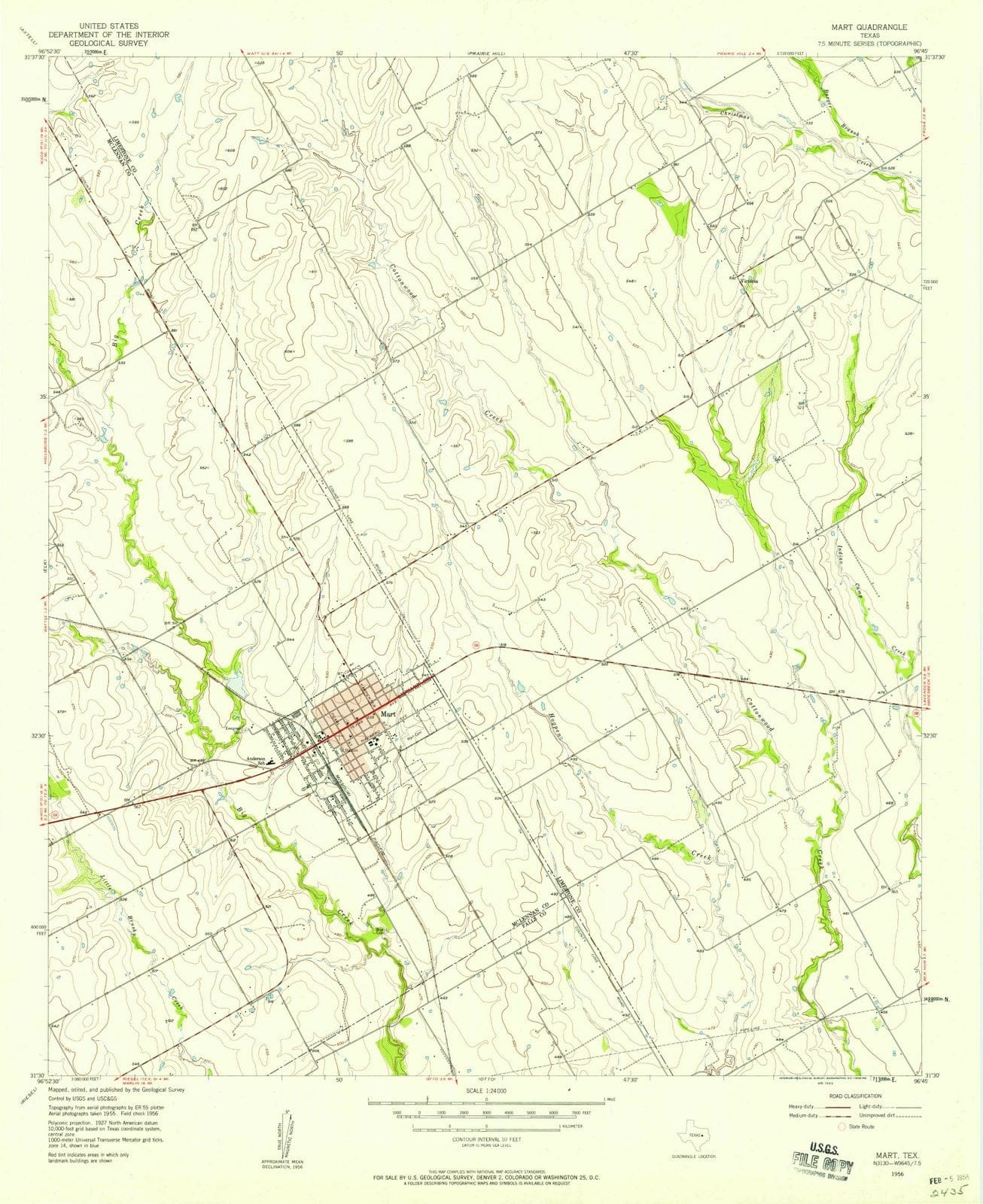 1956 Mart, TX - Texas - USGS Topographic Map
