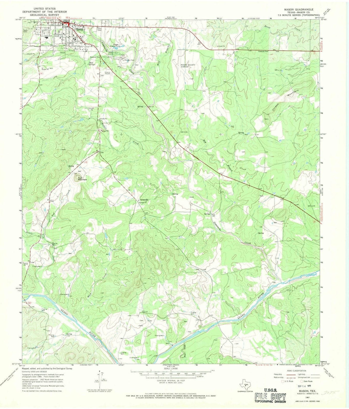 1967 Mason, TX - Texas - USGS Topographic Map