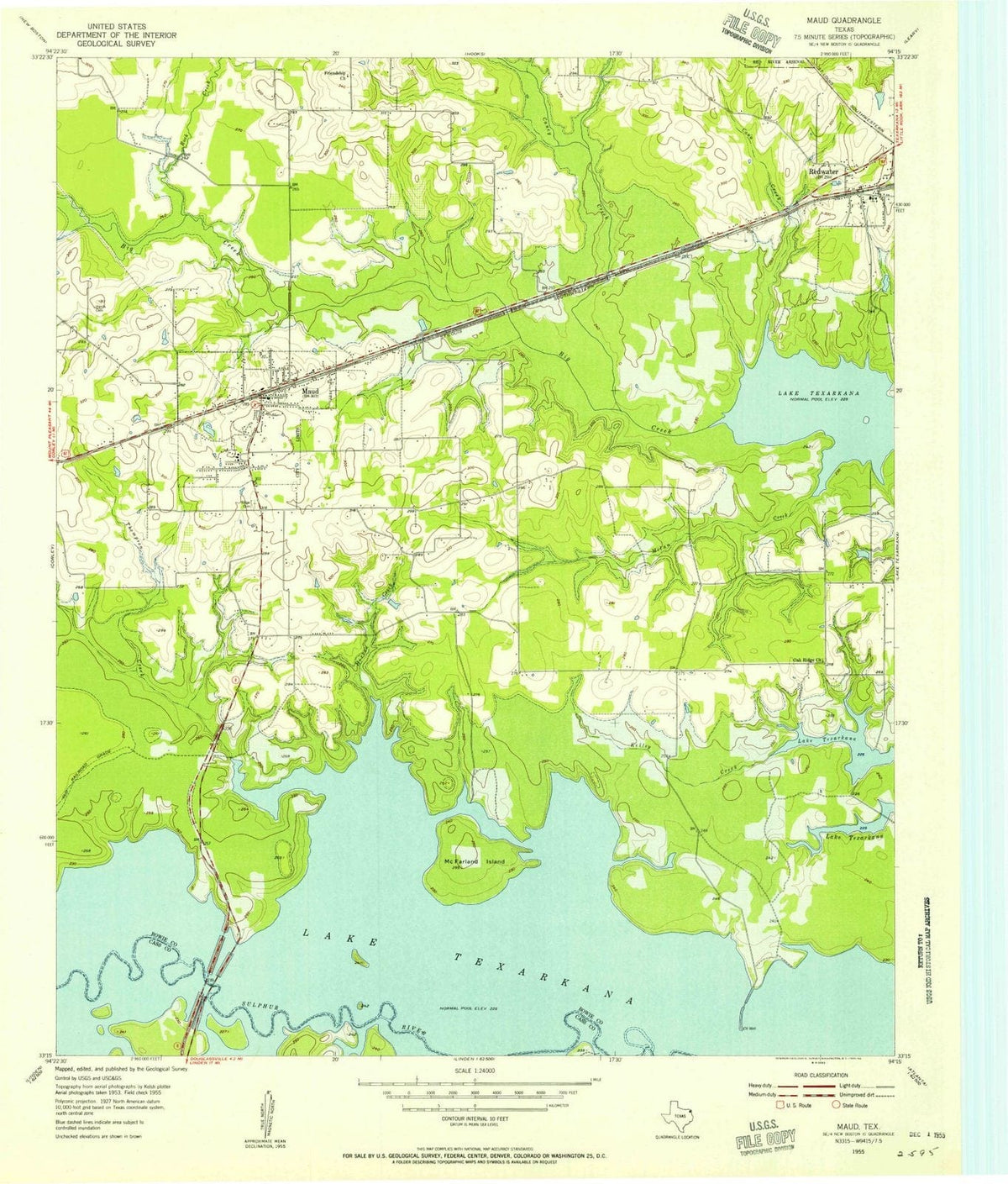 1955 Maud, TX - Texas - USGS Topographic Map