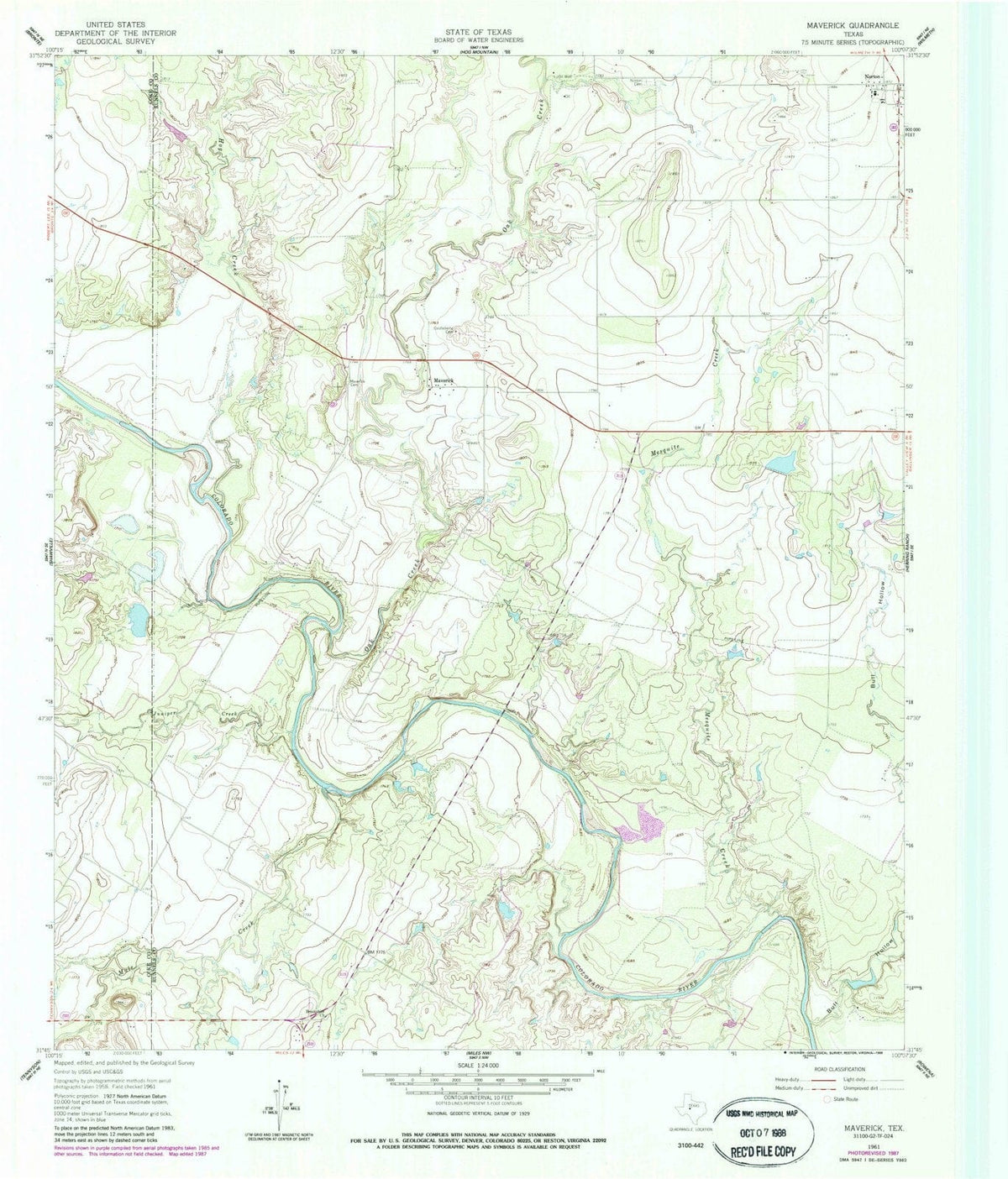 1961 Maverick, TX - Texas - USGS Topographic Map