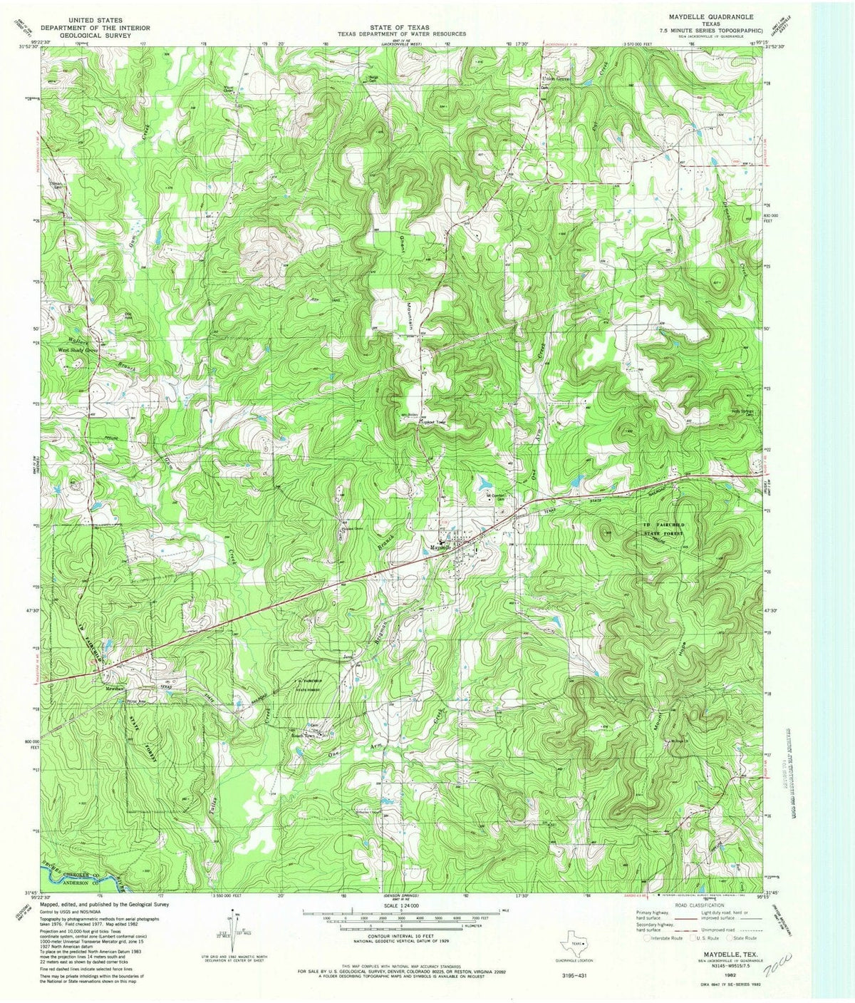 1982 Maydelle, TX - Texas - USGS Topographic Map