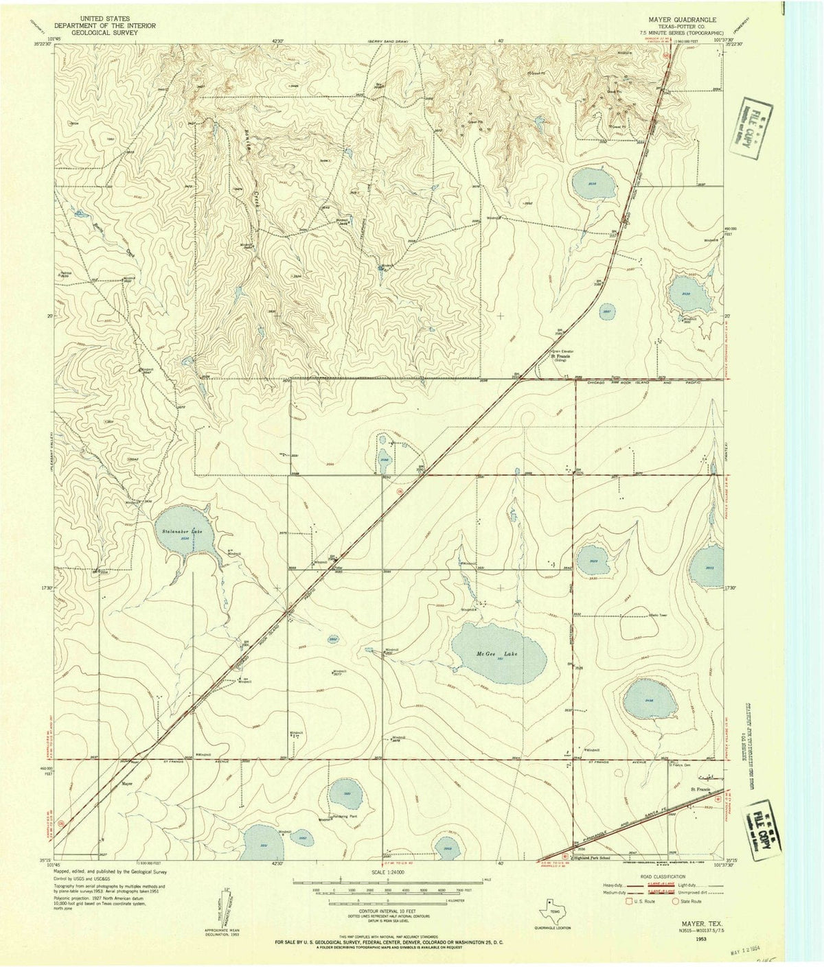 1953 Mayer, TX - Texas - USGS Topographic Map