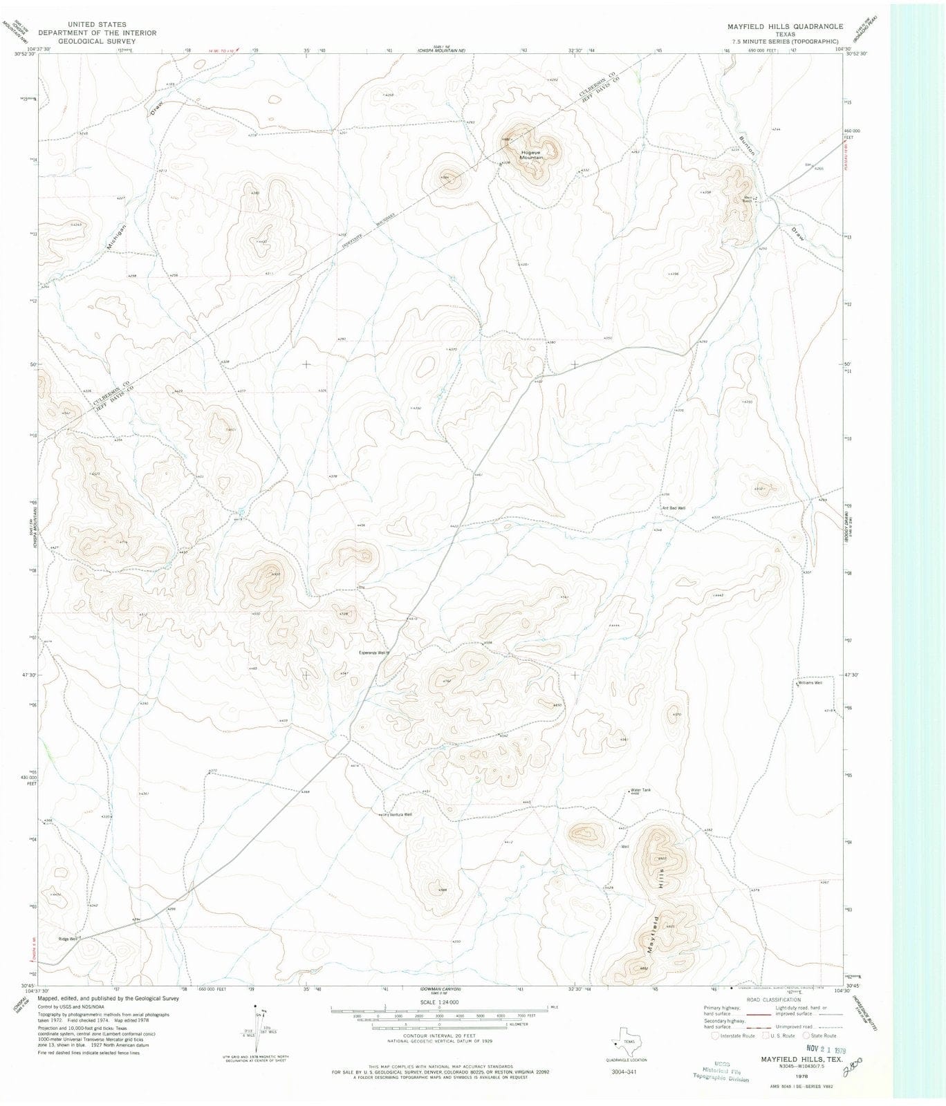 1978 Mayfield Hills, TX - Texas - USGS Topographic Map