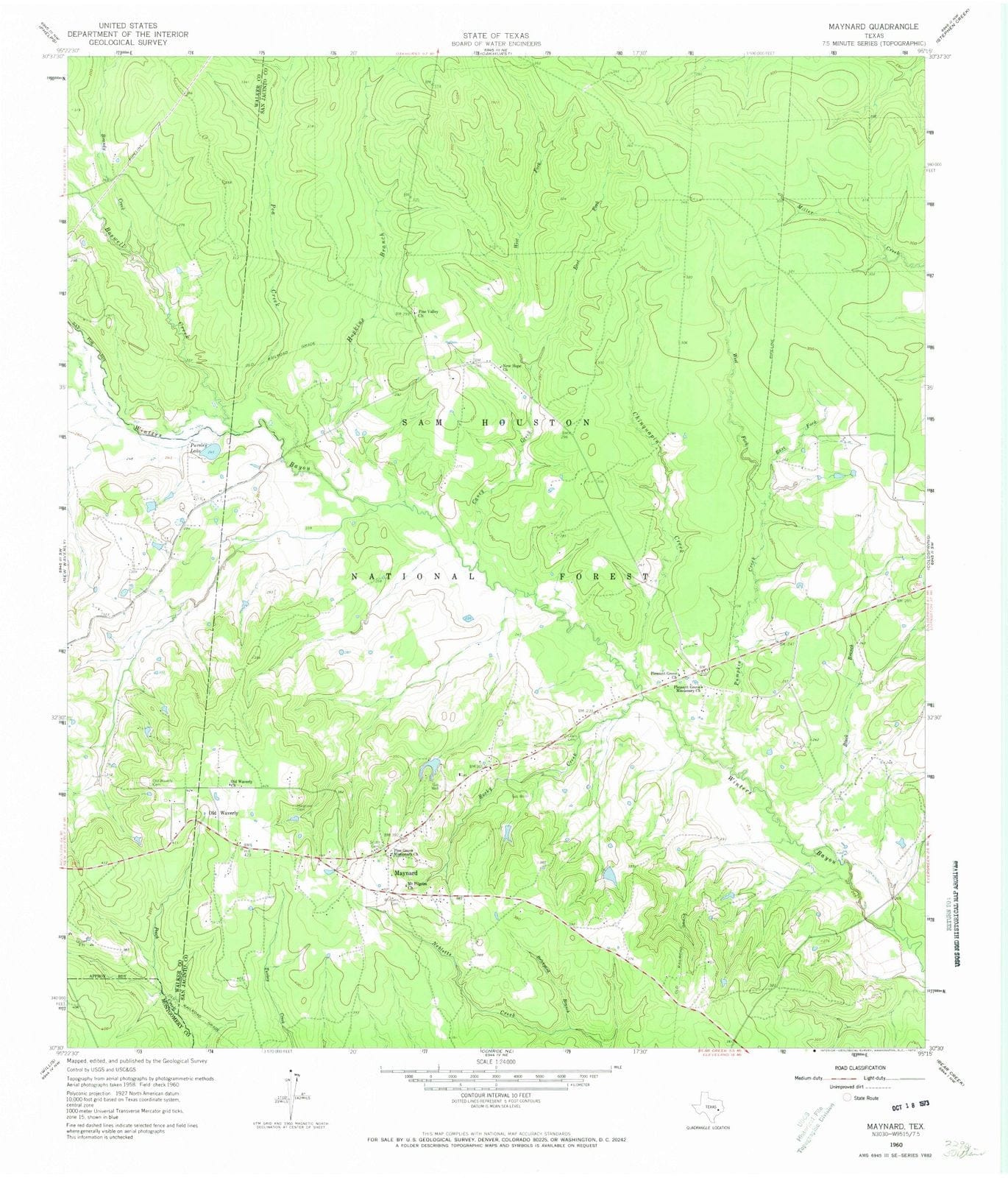 1960 Maynard, TX - Texas - USGS Topographic Map