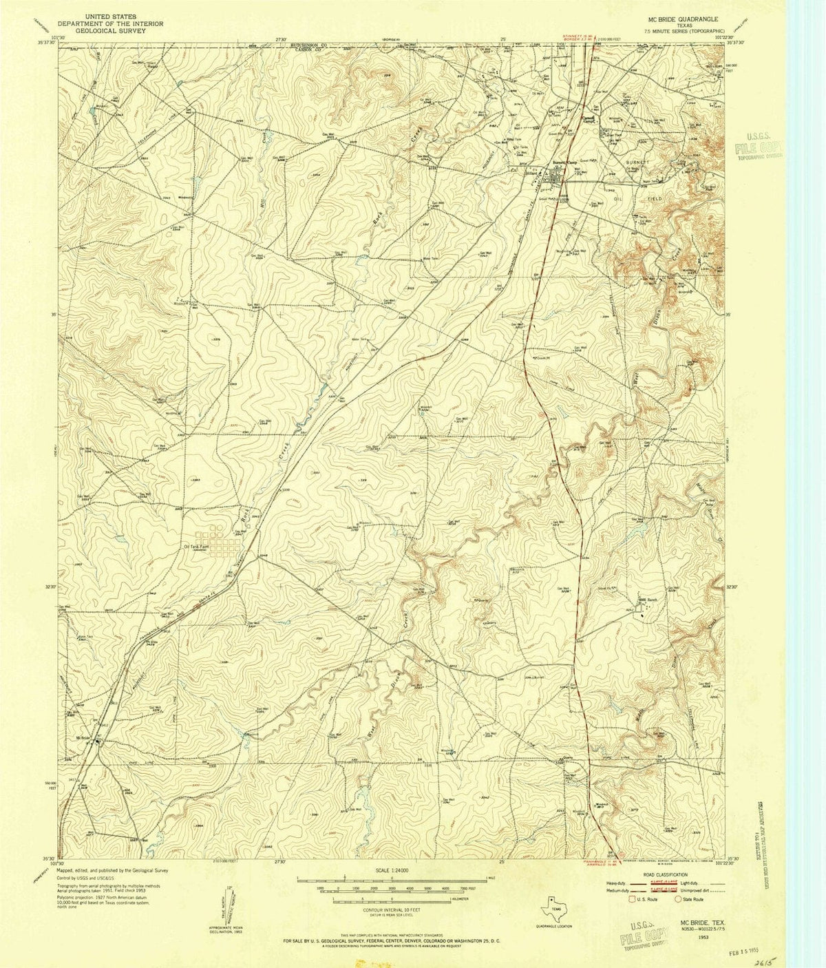 1953 McBride, TX - Texas - USGS Topographic Map