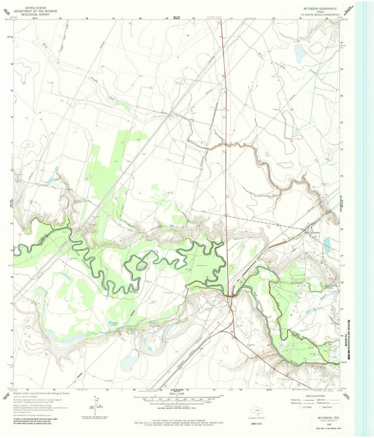 1962 McFaddin, TX - Texas - USGS Topographic Map